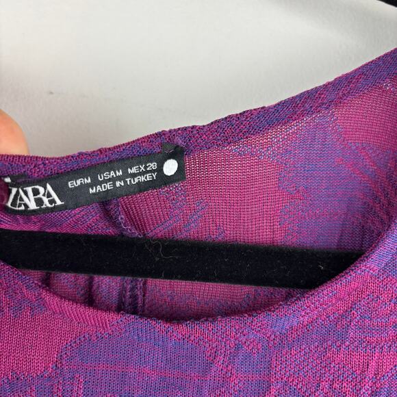 BLOGGER FAVE Jacquard Maxi Dress – ZARA Purple Wrinkle Effect Tie Waist – M - Picture 7 of 11